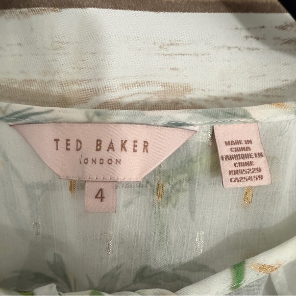 Ted Baker White Swiss Dot Hummingbird Lassi Fortune Sheer Tie Blouse - Picture 6 of 6